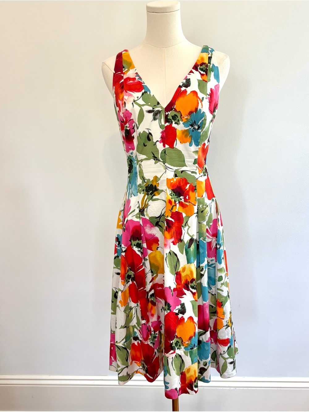 Lauren Ralph Lauren Floral Midi Dress Sz 10 Garden Party Resort Romantic Summer